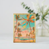 PixDezines Vintager hawaiianischer Strand/aquamari Einladungspostkarte (Stehend Vorderseite)