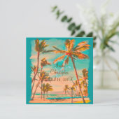 PixDezines VINTAGER HAWAIIANISCHER STRAND/DIY-Farb Einladung (Stehend Vorderseite)