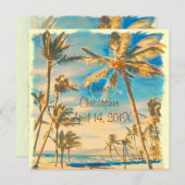 PixDezines Vintager hawaiianischer Strand/Gebirgsb Einladung (Vorne/Hinten)