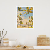 PixDezines Vintager hawaiianischer Strand Poster (Küche)
