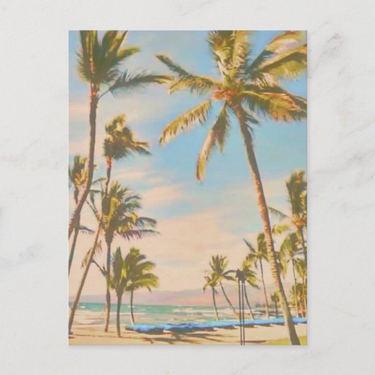 PixDezines Vintager hawaiianischer Strand Postkarte (Vorderseite)