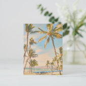PixDezines Vintager hawaiianischer Strand Postkarte (Stehend Vorderseite)