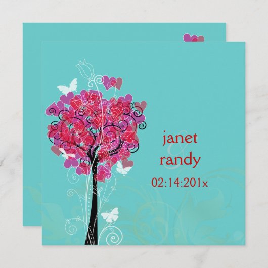 PixDezines Vintager Herzbaum/Deuchhintergrund Einladung (Vorne/Hinten)