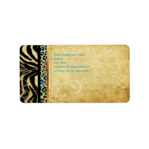 PixDezines Vintager Leopard+Zebra Adressaufkleber