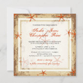 PixDezines Vintager orangefarbener Seestern Einladung (Rückseite)