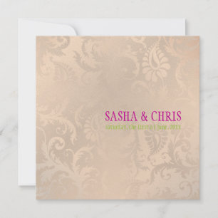 PixDezines Vintager Pavo-Damast/rosa Champagner Einladung