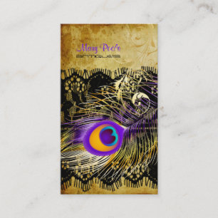 PixDezines Vintager Pfau+Spitze/diy Schriftart Visitenkarte