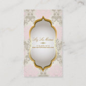 PixDezines Vintager Piqué Damaskpink+Asche braun Visitenkarte (Rückseite)