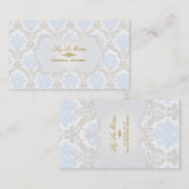 PixDezines Vintager Piqué-Damast/blau+grau Visitenkarte (Vorne/Hinten)