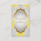 PixDezines Vintager Piqué-Damast/gelb+grau Visitenkarte (Rückseite)