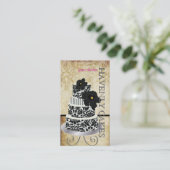 PixDezines Vintager Schwarzgebäck/Pâtisserie Visitenkarte (Stehend Vorderseite)