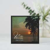 PixDezines Vintager Sonnenuntergang/Luau Einladung (Stehend Vorderseite)