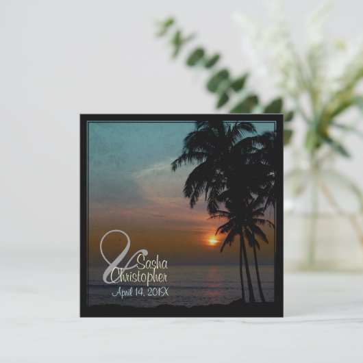 PixDezines Vintager Sonnenuntergang/Luau Einladung (Stehend Vorderseite)