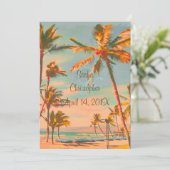 PixDezines VINTAGER STRAND SCENE/HAWAII/SLATE BLAU Einladung (Stehend Vorderseite)