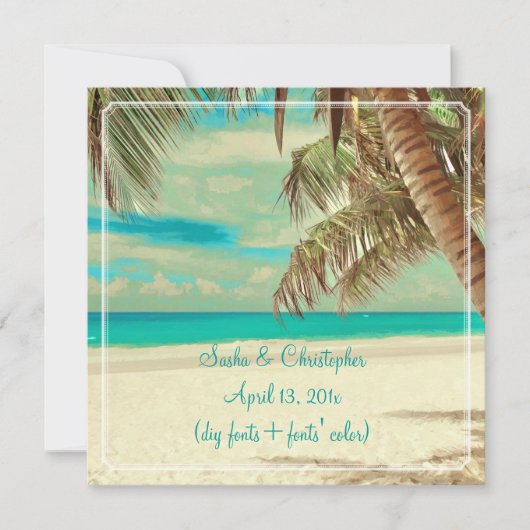 PixDezines Vintager Strand, tropisches Paradies Einladung (Vorderseite)