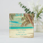 PixDezines Vintager Strand, tropisches Paradies Einladung (Stehend Vorderseite)