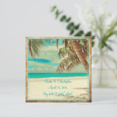 PixDezines Vintager Strand, tropisches Paradies Einladung (Stehend Vorderseite)