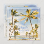 PixDezines Vintager Strand, tropisches Paradies Einladung (Vorne/Hinten)