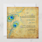 PixDezines Vintages Aquamarines Pfau/Imitat Einladung (Rückseite)