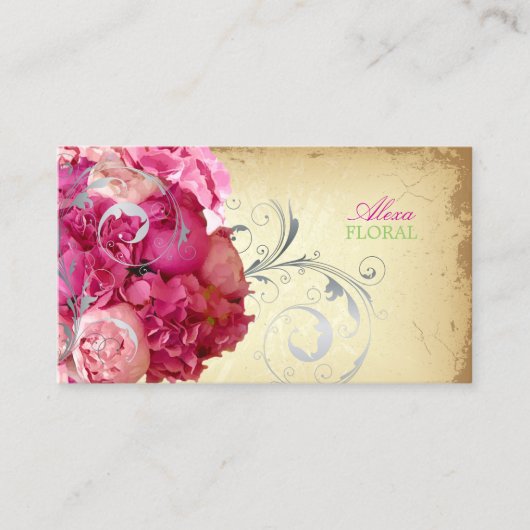 PixDezines Vintages Bouquet, Blumenfarben Visitenkarte (Vorderseite)
