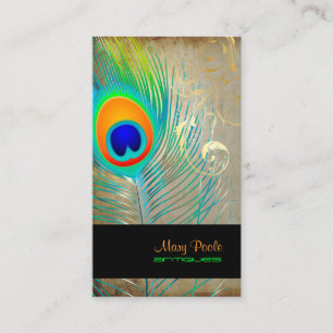 PixDezines Vintages eacock+mit Filigran Visitenkarte