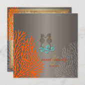 PixDezines Vintages Seepferd+Korallen Einladung (Vorne/Hinten)