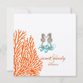 PixDezines Vintages Seepferd+Korallen Einladung (Vorderseite)