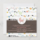 PixDezines Vögel auf Wires+Minidots Babydusche/DJ Einladung (Vorderseite)