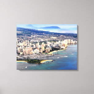 PixDezines Waikiki aus Fenstersitz. Leinwanddruck