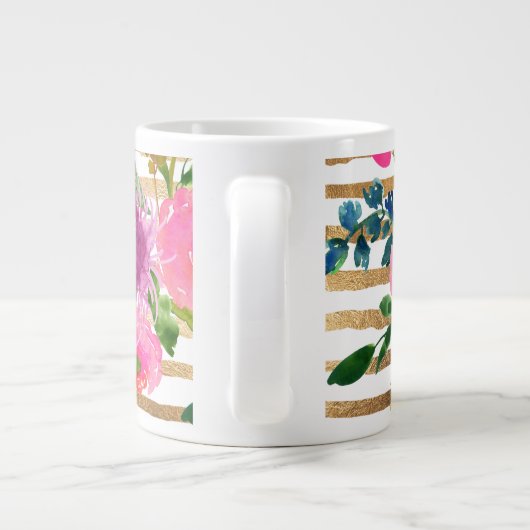 PixDezines Wasserfarbe/Blume/Rranunkulus/Gold Jumbo-Tasse (Rückseite)