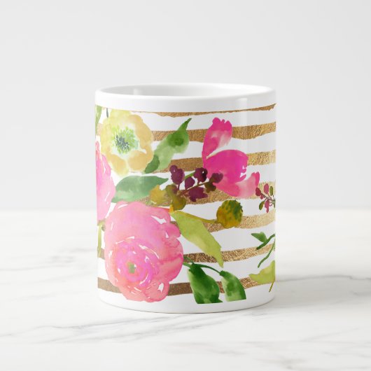 PixDezines Wasserfarbe/Blume/Rranunkulus/Gold Jumbo-Tasse (Vorderseite)