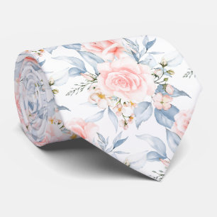 PixDezines Wasserfarbe Blush Rosen Staubblau  Krawatte