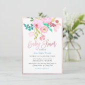 PixDezines Wasserfarbe, Pink Ranunculus Kinderdusc Einladung (Stehend Vorderseite)