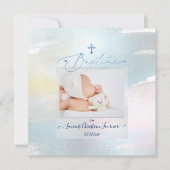 PixDezines Wasserfarbe Pinselstrich, Baptême garço Einladung (Vorderseite)