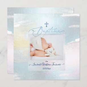 PixDezines Wasserfarbe Pinselstrich, Baptême garço Einladung