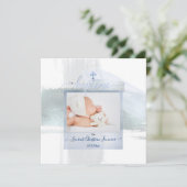 PixDezines Wasserfarbe Pinselstrich, Baptême garço Einladung (Stehend Vorderseite)