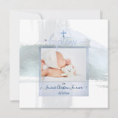 PixDezines Wasserfarbe Pinselstrich, Baptême garço Einladung (Vorderseite)