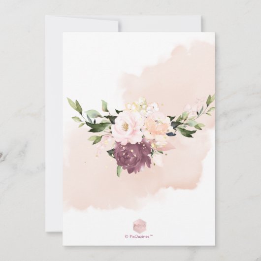 PixDezines Wasserfarbe Rosa Rose Einladung (Rückseite)