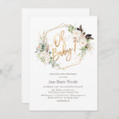 PixDezines Wasserfarbe Rose Kinderdusche Einladung (Vorne/Hinten)