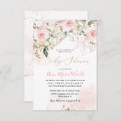 PixDezines Wasserfarbe Rose Kinderdusche Einladung (Vorne/Hinten)