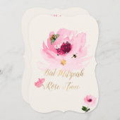 PixDezines Wasserfarbe/Rose Wasser/Bat Mitzvah Einladung (Vorne/Hinten)