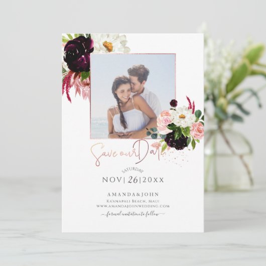 PixDezines Wasserfarbe Rustikales Blut, Save the D Einladung (Stehend Vorderseite)