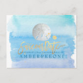 PixDezines Wasserfarbe/Starfish/Strand Rett Datum Ankündigungspostkarte (Vorderseite)