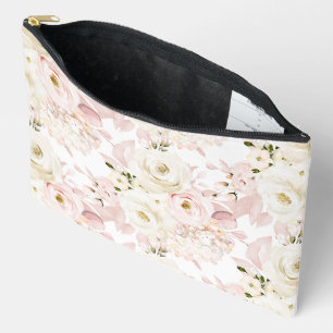 PixDezines Wasserfarbe Staubrose Cremige Rosen Zubehörtasche