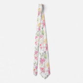 PixDezines Wasserfarbe Süßerbsen Rosa Rosa Gelb Krawatte (Rückseite)