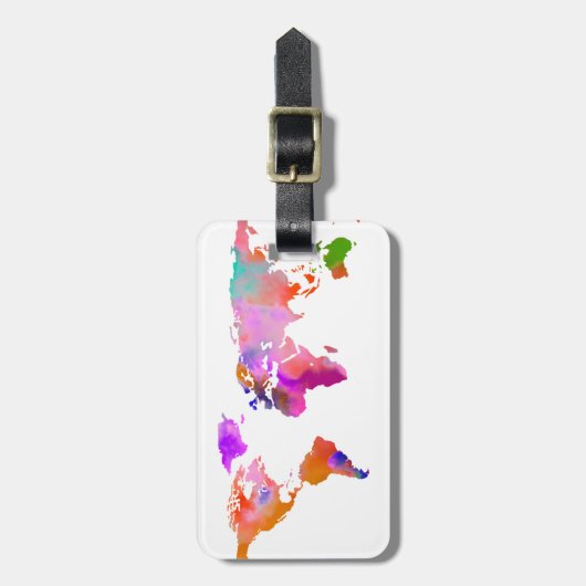 PixDezines Wasserfarbe/Weltkarte/DIY-Hintergrund Gepäckanhänger (Vorderseite vertikal)