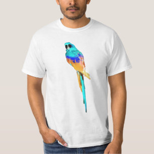 PixDezines Wasserfarben Ara/Blau T-Shirt