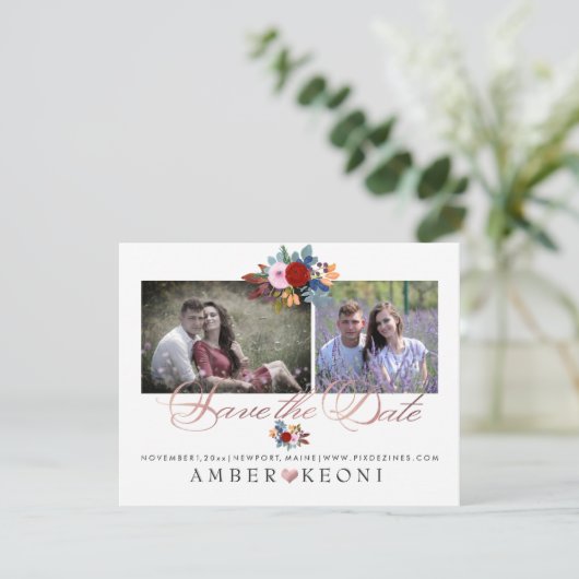 PixDezines Wasserfarben-Blume Save the Date (Stehend Vorderseite)