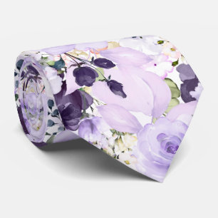 PixDezines Wasserfarben Blumen Lila Rosen   Krawatte