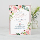 PixDezines Wasserfarben Delikat Bat Mitzvah Einladung (Stehend Vorderseite)